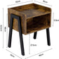 NEW Side Table Industrial Nightstand Stackable End Table with Open Front Storage