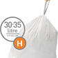 3 Pack simplehuman CW0258 code H Custom Fit Bin Liner Bulk Pack, White Plastic (3 Pack of 20, Total 60 Liners)