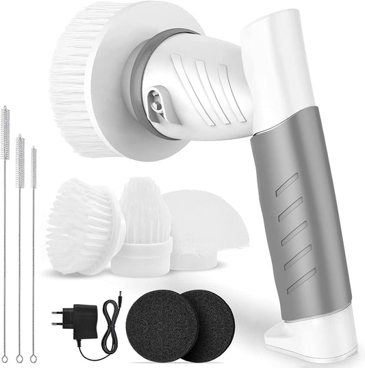 Electric spin scrubber cleaning brush shower brush for bathroom with 5 brush heads