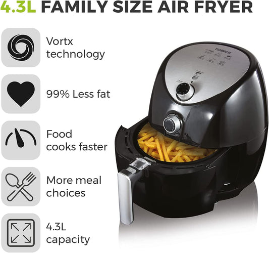 FAMILY SIZE AIR FRYER WITH RAPID AIR CIRCULATION, 60-MINUTE TIMER, 4.3 LITRE, 15