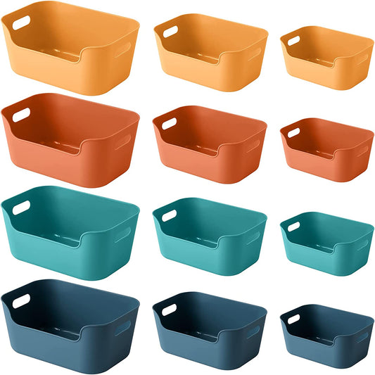 SALE! 12 Pack Plastic Storage Basket Multiple Colour Boxes Organizer storage for Kitchen