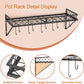 Wall Mount Pot Pan Racks for kitchen, Metal Cookware Organizer with 10 Hooks, Black