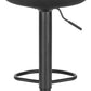 Set of 2 Bar Stools Black Soft Leatherette PU Seat Solid Adjustable Gas Lift Frame