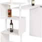 WOLTU Kitchen Bar Counter Table Bistro Table Breakfast Dining Table White Coffee Table with 2-Tier Storage Rack Shelves for Beverage Display Shelving Strong Metal Frame BT27ws