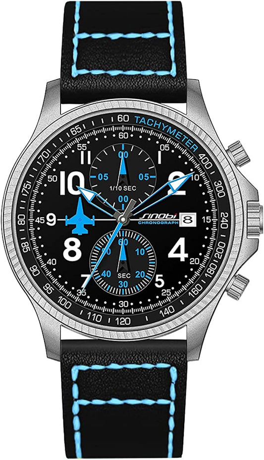SHENGKE SINOBI Men's Sport Watches Chronograph Multifunction Wrist Watches for Men with Calendar Date Water Resistant Easy Read Watch Men