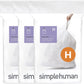 3 Pack simplehuman CW0258 code H Custom Fit Bin Liner Bulk Pack, White Plastic (3 Pack of 20, Total 60 Liners)