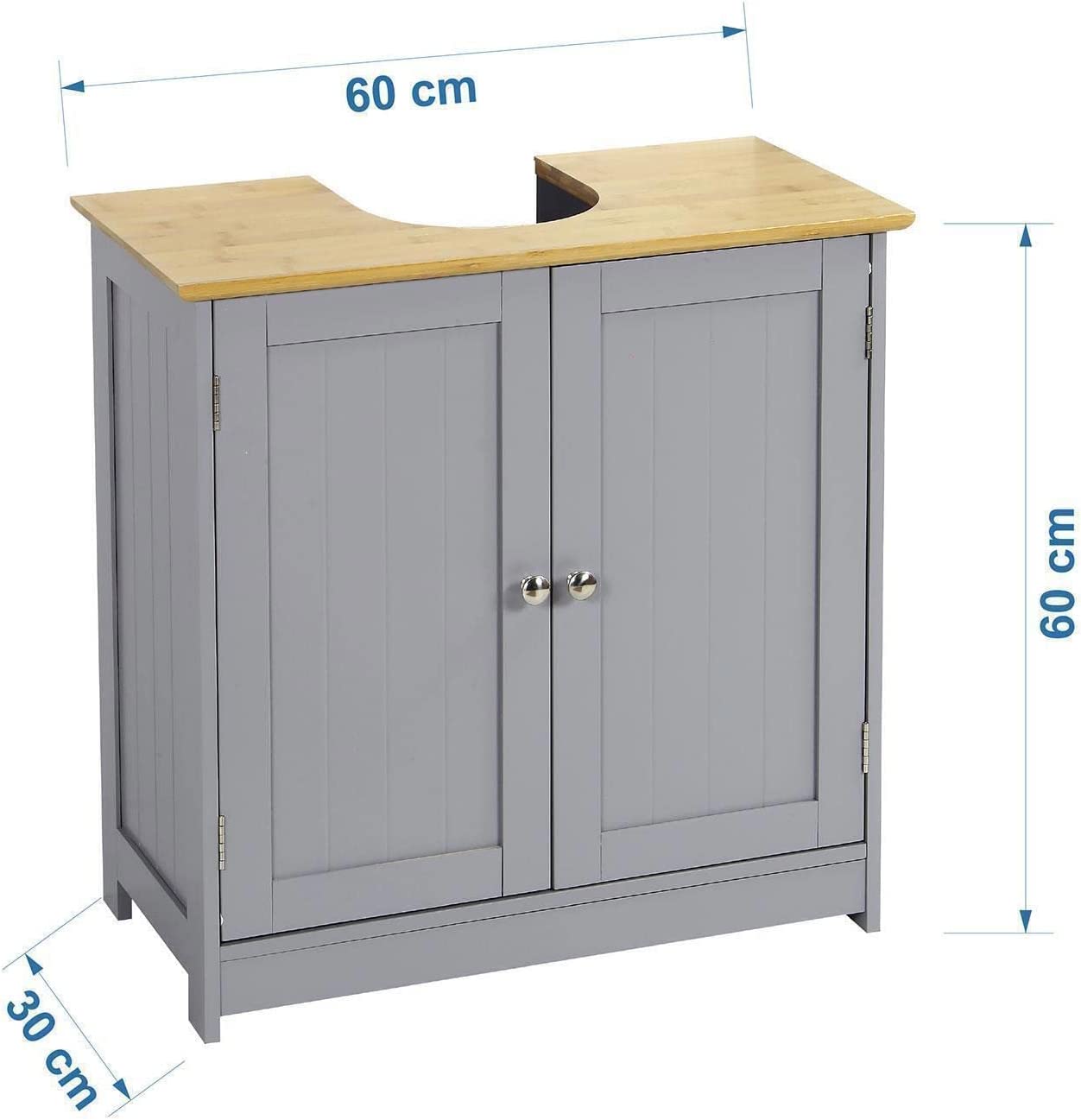 💥SALE💥Grey Under Sink Pedestal Cabinet Cupboard Bathroom Storage Unit with 2 Doors