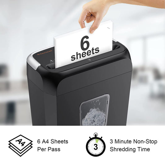 Commercial Paper Shredder Industrial 6 Sheet Cross Cut Heavy Duty Home Office