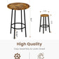 3Pcs Pub Dining Set Industrial Counter Height Dining Sets with 2 Stools, Round Bar Table Chairs Set