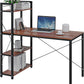 4 Tier Computer Desk, Computer Desk with Bookshelf, Computer PC Laptop Table