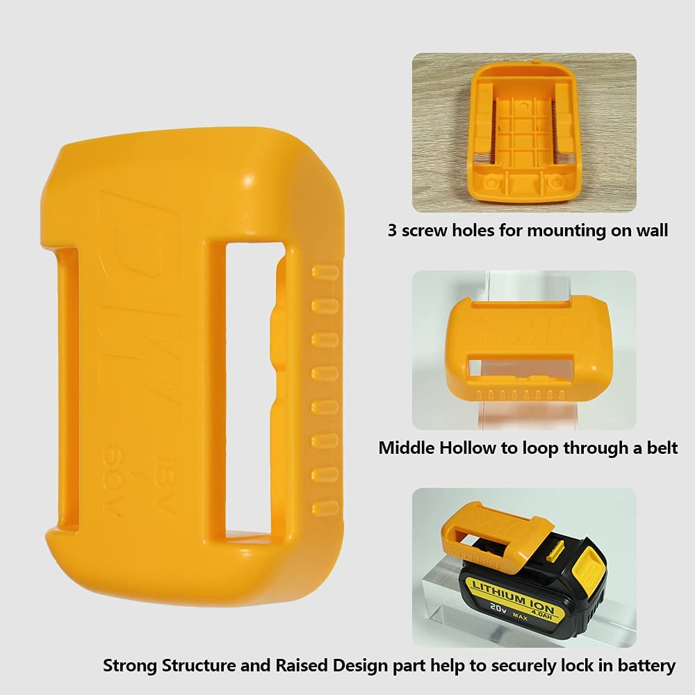 5 PCS Tool Battery Holder Mount for Dewalt Battery Cover Belt Clip Battery Dock Holder