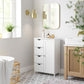 Bathroom Floor Storage Cabinet, Wooden Storage Unit with 4 Drawers, White