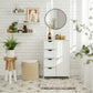 Bathroom Floor Storage Cabinet, Wooden Storage Unit with 4 Drawers, White