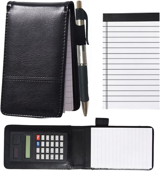 NEW PU Leather Journal Mini Notebook with Pen Calculator Working Notepad FREE SHIPPING