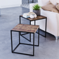 Industrial Nest of Tables Set of 2 Coffee Side End Table Living Room Furniture