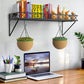 Wall Mount Pot Pan Racks for kitchen, Metal Cookware Organizer with 10 Hooks, Black