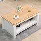 NEW Wooden Modern Coffee Sofa End Table wit Bottom Storage, Oak