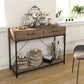 Console Table, 2 Drawers with Handles and Storage Shelf Side Table