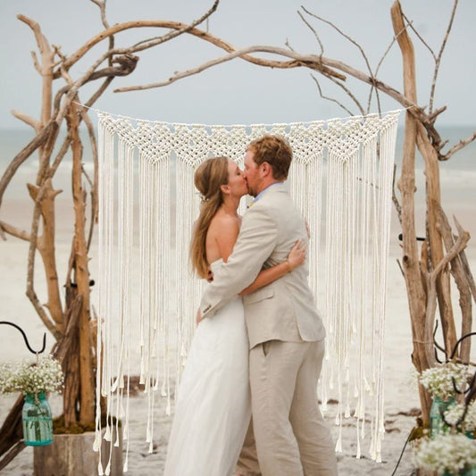 Boho Wedding Backdrop Decorations 45 x 39 Inch, Handmade Woven Tapestry Wall Hanging