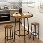 3Pcs Pub Dining Set Industrial Counter Height Dining Sets with 2 Stools, Round Bar Table Chairs Set