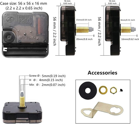 Clock Mechanism Kit Battery Powered Quartz Movement Replace Long Short Shaft