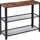 Industrial Console Table, Narrow Side Table, Rustic Brown Hallway Sofa Table with 2 Mesh Shelves