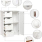 Bathroom Storage Cabinet w/ 4 Drawers 1 Door Adjustable Partition Wooden Modern Style White