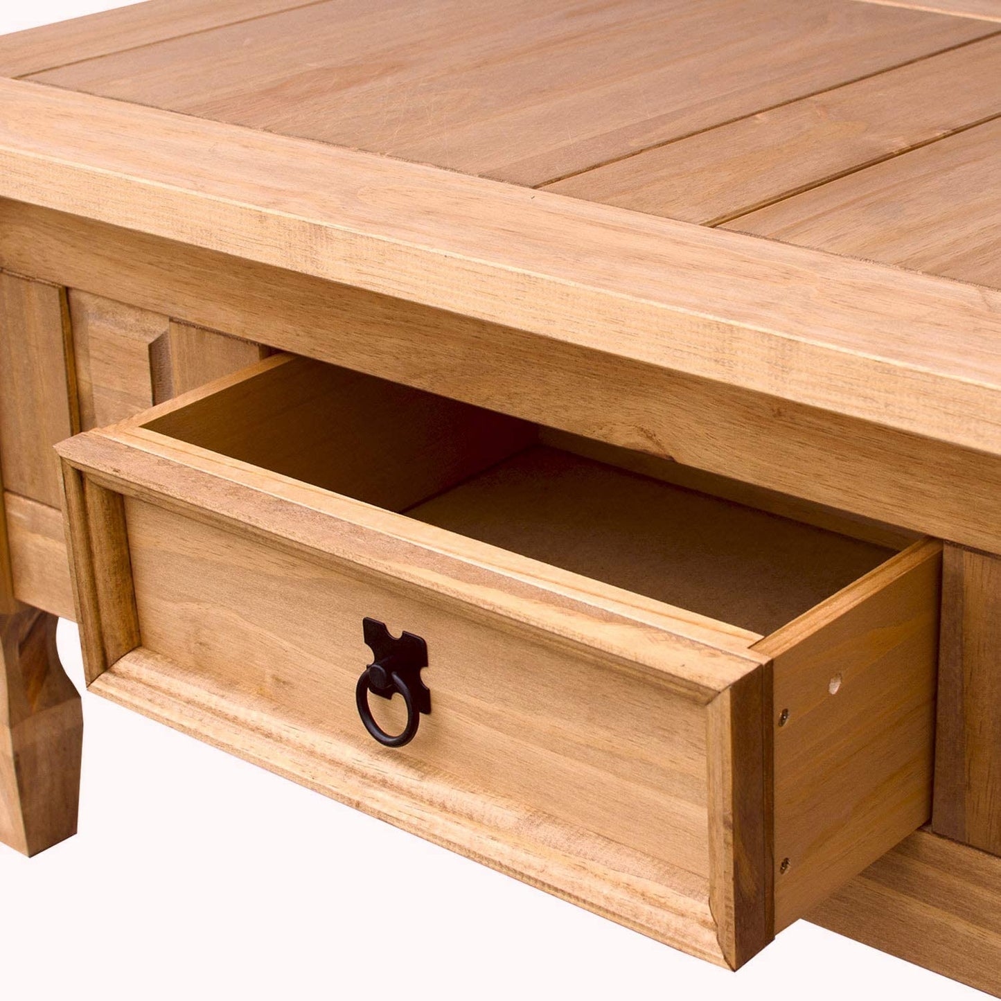 Corona Coffee Table With Drawer, Made from Distressed Waxed Pine, Solid Wood