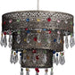 Moroccan Style 3 Tier Ceiling Pendant Light Shade with Multi-Coloured Acrylic Jewel Droplets
