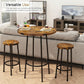 3Pcs Pub Dining Set Industrial Counter Height Dining Sets with 2 Stools, Round Bar Table Chairs Set
