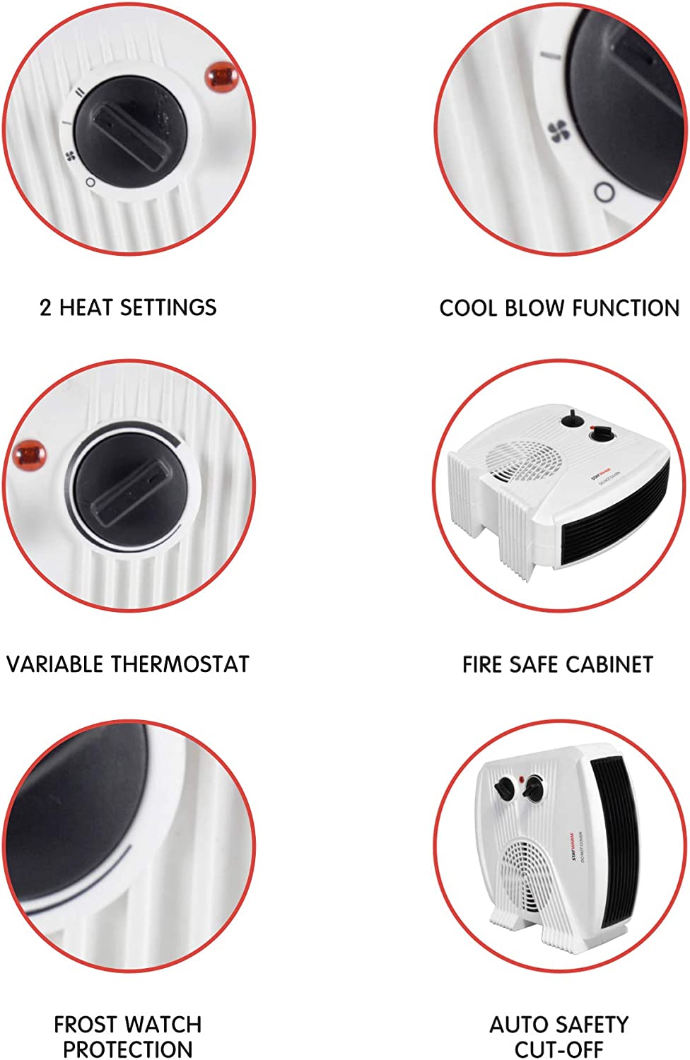 2000w Upright and Flatbed Fan Heater with 2 Heat Settings
