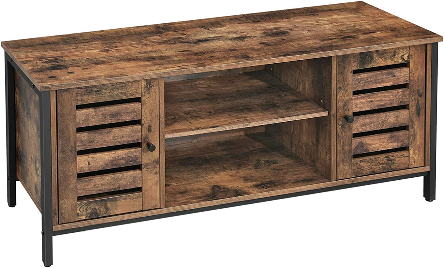 TV Stand Console Unit with Shelves, Cabinet with Storage, Rustic Brown