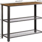 Industrial Console Table, Narrow Side Table, Rustic Brown Hallway Sofa Table with 2 Mesh Shelves