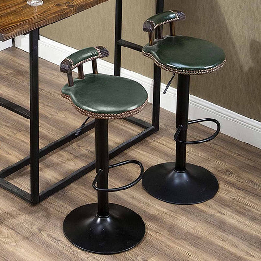 Set of 2 Vintage Bar Stools Set 60-80cm Height Adjustable Wooden Swivel High Leg Lifting