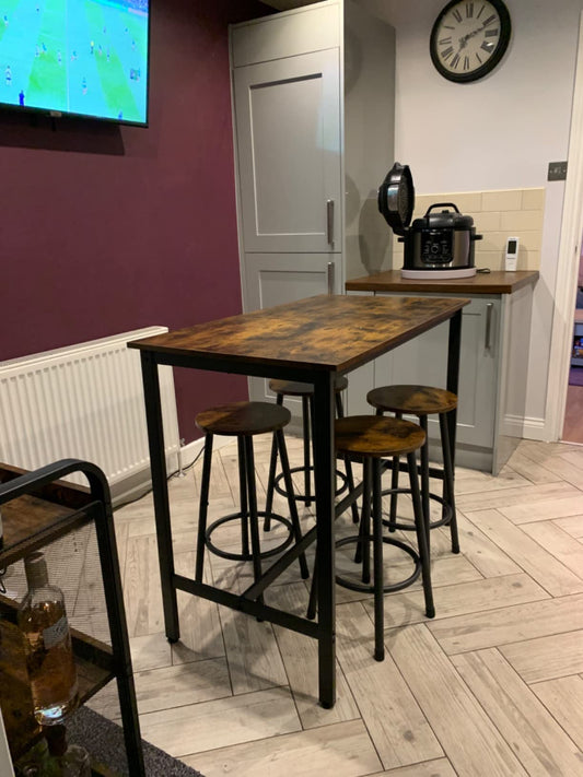 NEW Bar Table and 4 Chairs Set Industrial Counter Height Pub Table FREE SHIPPING