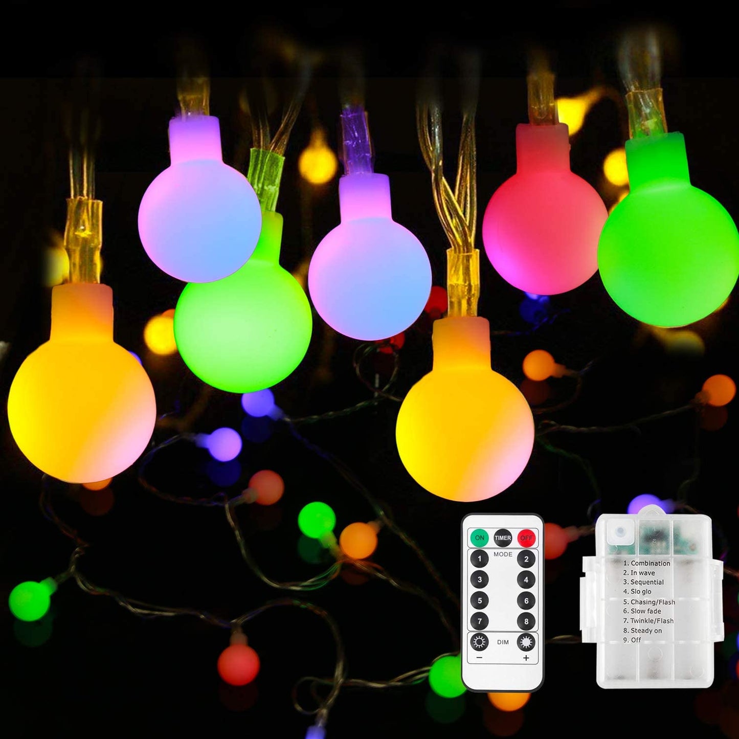 Outdoor Fairy Lights [Remote & Timer] 33FT/10M 100Leds 8 Modes Waterproof Battery Powered