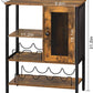 Wine Bar Cabinet Table with Wine Rack & Glass Holder, Industrial Wood Coffee Bar