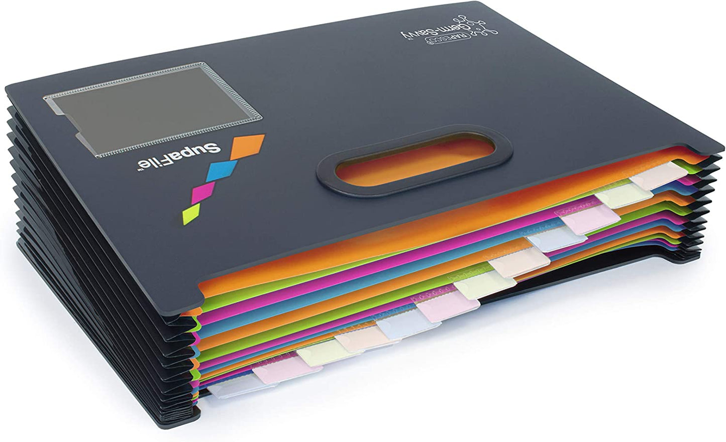 Antibacterial SupaFile  A4 13-Part Landscape Desktop Expanding File w/ Multi-Colored Dividers