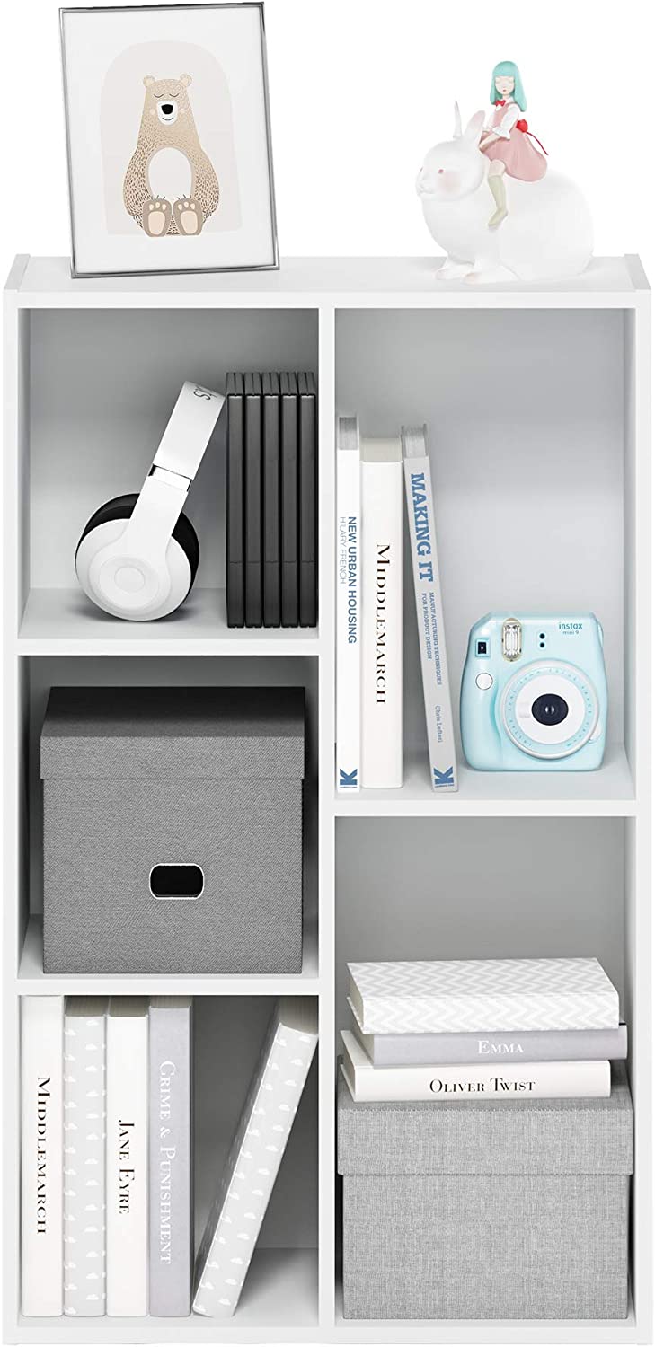 5-Cube Reversible Open Shelf Bookcase, Wood, White