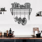 Pot Pan Rack Wall Mounted  for Kitchen Hanging with 10 Hooks, Stainless Steel, Matte Black