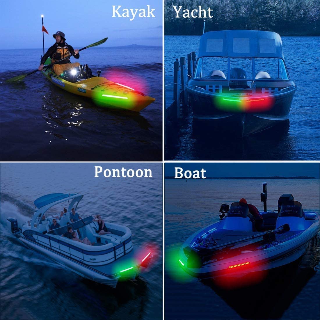 Botepon Led Navigation Lights, Boat Red and Green Bow Lights, Boat