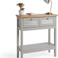 NEW Grey & Ash Veneer Console Table – Natural Wooden Sideboard, Soft Close Storage Drawer