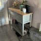 NEW Grey & Ash Veneer Console Table – Natural Wooden Sideboard, Soft Close Storage Drawer