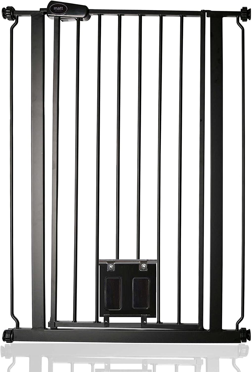 Pet Gate with Lockable Cat Flap Pressure Fitted to 75cm - 148.7cm Stair