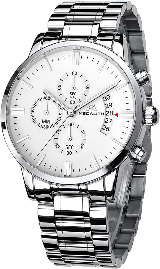 SALE! Mens Watches Large Face Chronograph Stainless Steel Waterproof Watch FREE SHIPPING