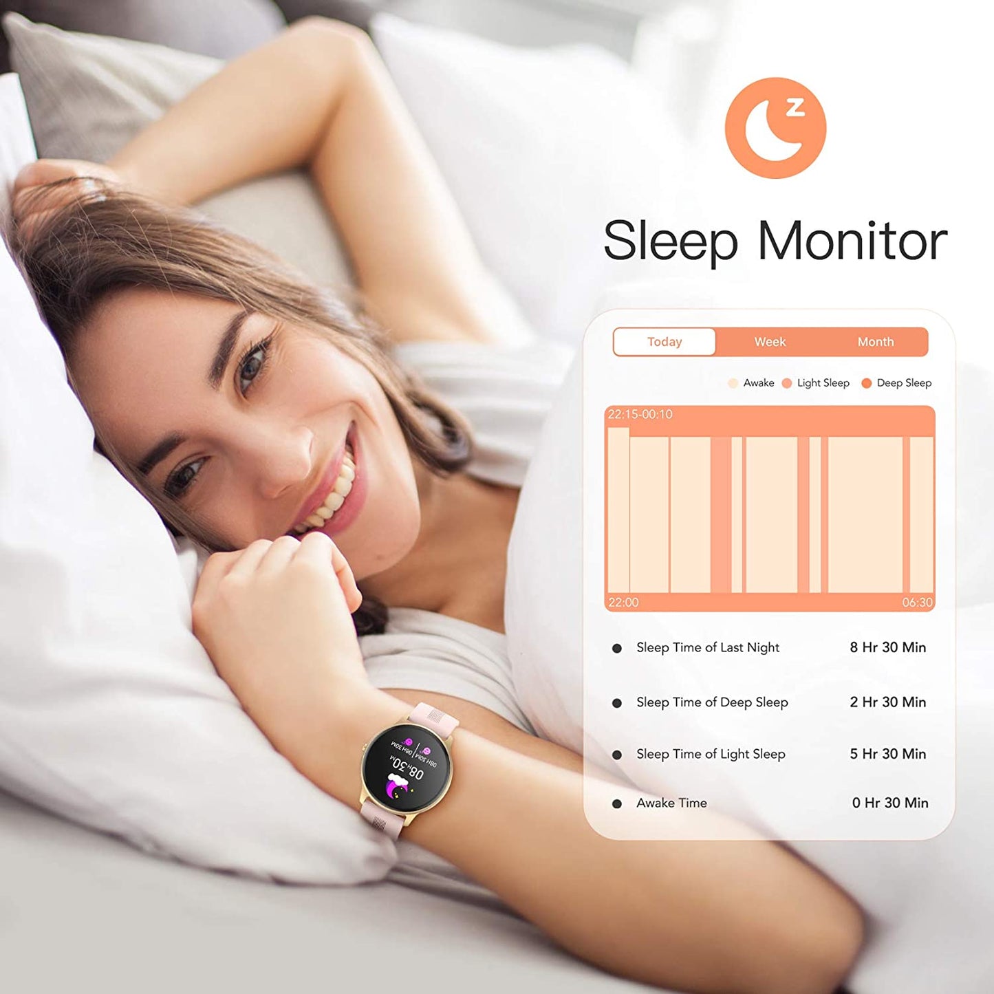 Smart Watch for Women, Touch Fitness w/ Health Tracking, Waterproof Outdoor Sports