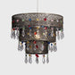 Moroccan Style 3 Tier Ceiling Pendant Light Shade with Multi-Coloured Acrylic Jewel Droplets