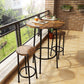 3Pcs Pub Dining Set Industrial Counter Height Dining Sets with 2 Stools, Round Bar Table Chairs Set
