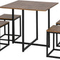 NEW! 5 PCS Industrial Table & Stool Set w/Metal Frame Home Dining Stylish Square Compact Seat