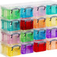 16 Pieces Useful Box 16x0.14 Liter Plastic Storage Box Organizer Clear & Assorted